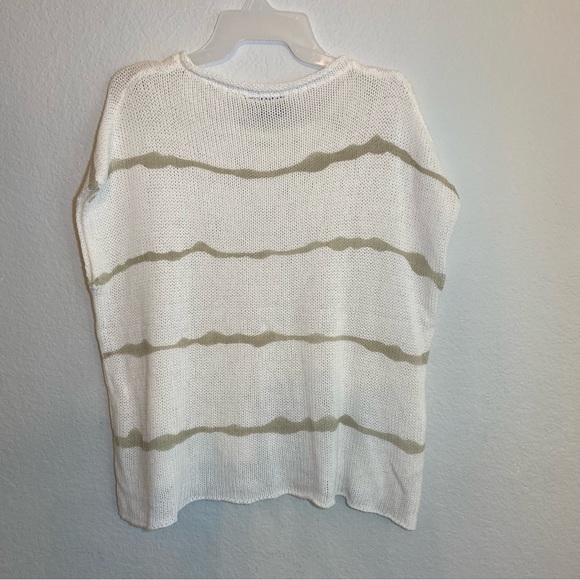 Wooden Ships Striped Minimalist Boho Short Sleeve Oversized Crewneck Sweater S/M - Picture 1 of 7